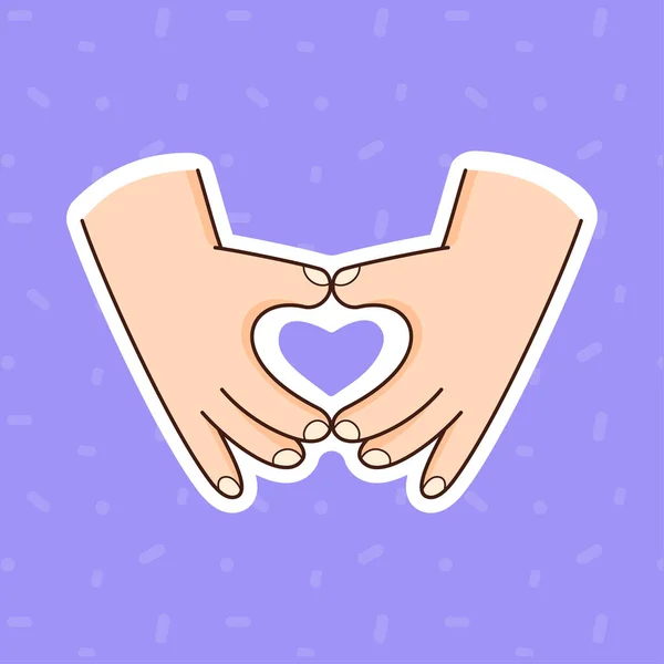 Signo del corazón a mano. Adhesivo del día. Forma de corazón. Día de San Valentín vector Ilustración Vector de stock