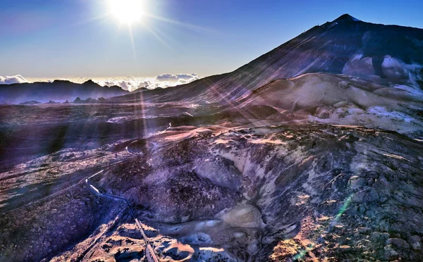 Vista Formação Rochosa Única Famoso Cume Vulcão Montanha Del Teide — Fotografia de Stock