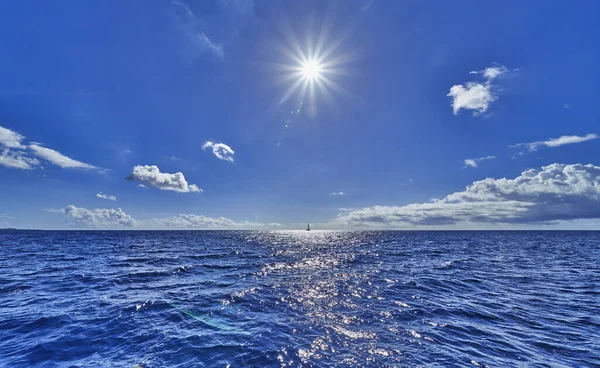 Sun Sea View Boat Horizon Atlantic Ocean — Φωτογραφία Αρχείου