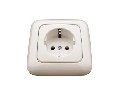 Hollanda, Haarlem - 10-16-2008: Beyaz üzerine güç soketi izole edildi.