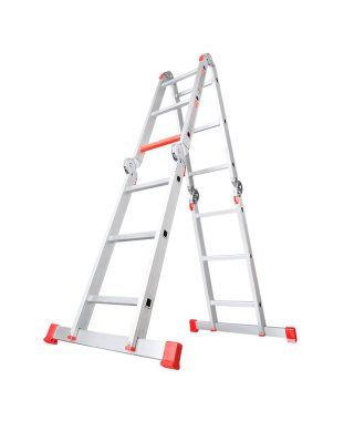 Hollanda, Haarlem - 09-30-2008: Bir stüdyo ortamında taşınabilir merdiven, beyaz üzerine izole edilmiş.