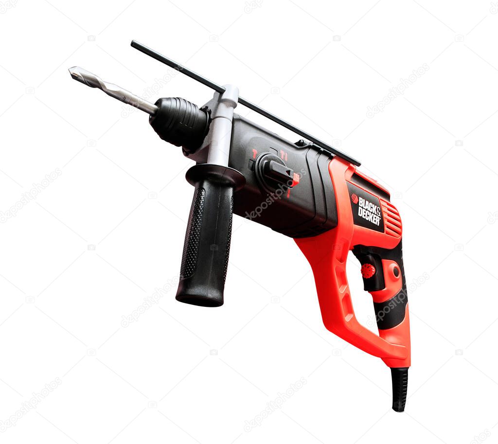Netherlands, Haarlem - 17-09-2008: Black and decker drill in a studio setting, isolated on white.
