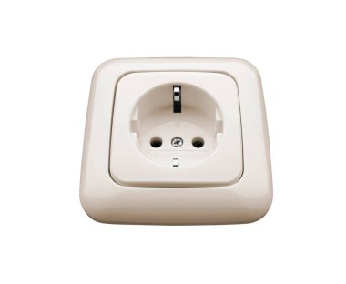 Hollanda, Haarlem - 10-16-2008: Beyaz üzerine güç soketi izole edildi.