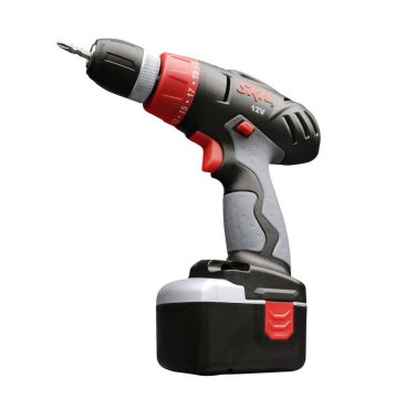 Hollanda, Haarlem - 09-09-2008: Beyaz üzerine izole edilmiş bir stüdyo ortamında Skil matkabı.