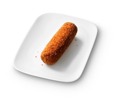 dutch deep fried breaded snack, kroket isolated on white clipart