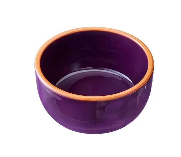 紫色釉质陶瓷烘焙碗 白色隔离 — 图库照片