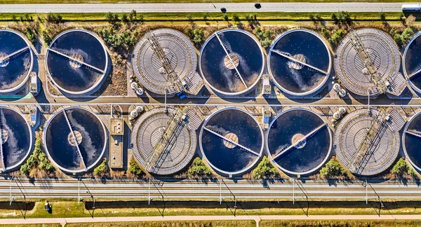 Aerial View Clarifier Tank Type Sludge Recirculation Water Treatment Plant — Stock Photo, Image