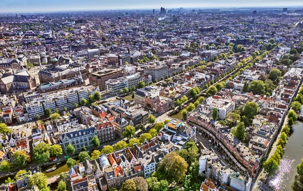 Netherlands, Amsterdam - 13-06-2022: view from high above on the city of Amsterdam.