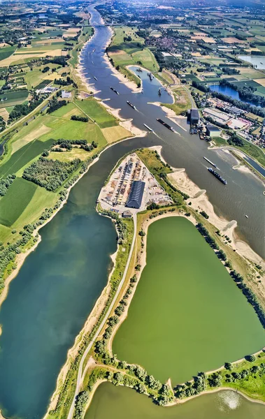 Drone Shot River Maas Floodplain Jogdíjmentes Stock Képek