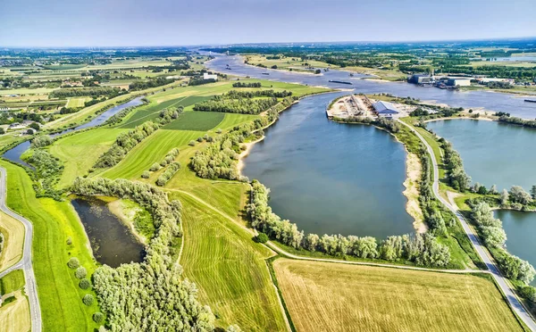 Drone Shot River Maas Floodplain Imagem De Stock