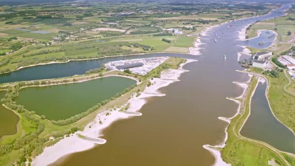 Drone Shot River Maas Floodplain — Stockvideo