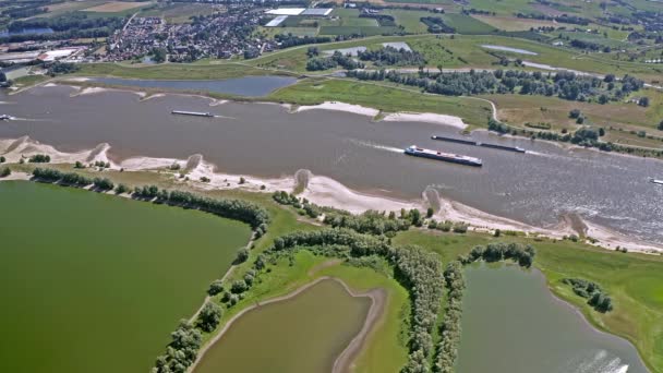 Drone Shot River Maas Floodplain — ストック動画