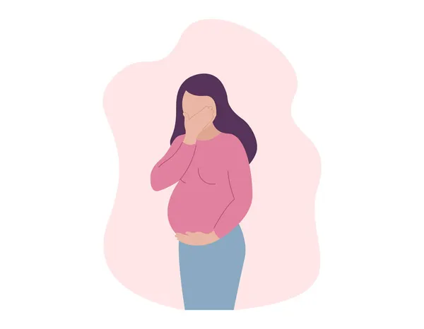 Toxose Pendant Grossesse Femme Enceinte Souffrant Nausées Vomissements Nausées Matinales — Image vectorielle