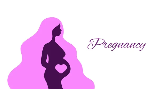Silhouet Van Zwangere Vrouw Profiel Geïsoleerd Jonge Aanstaande Moeder Met — Stockvector