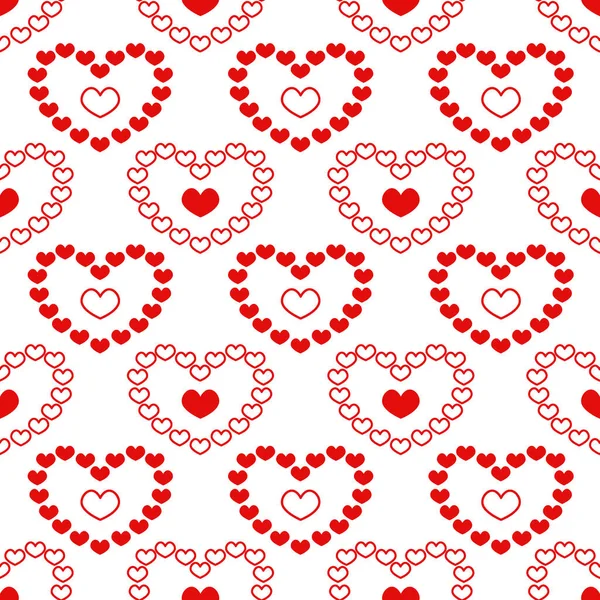 Kalpleri Pürüzsüz Kırmızı Aşk Sembolleriyle Beyaz Tatil Geçmişi Sevgililer Günü — Stok Vektör