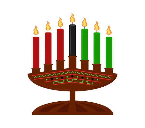 Kwanzaa Seven Candles Candle Holder Isolated African Holiday Symbol Ornament — Stock Vector