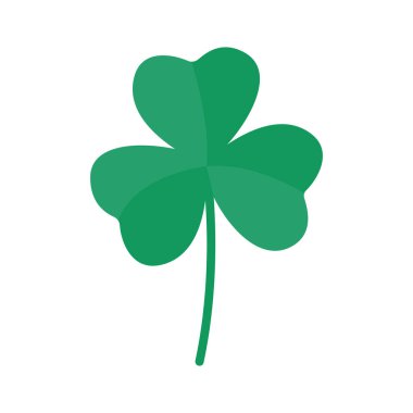 Yonca izole edildi. Aziz Patrick Günü tatili. Vektör düz nesne illüstrasyonu.