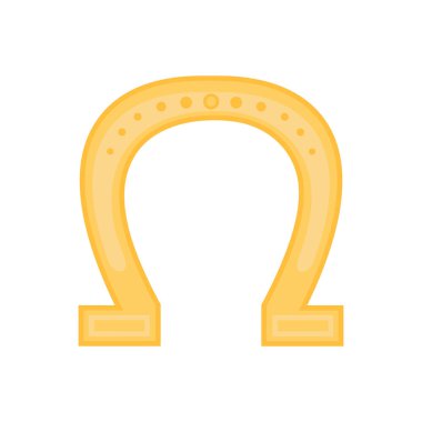 Altın at nalı tılsımı. Aziz Patrick Günü tatil unsuru izole edildi. Vektör düz nesne illüstrasyonu.