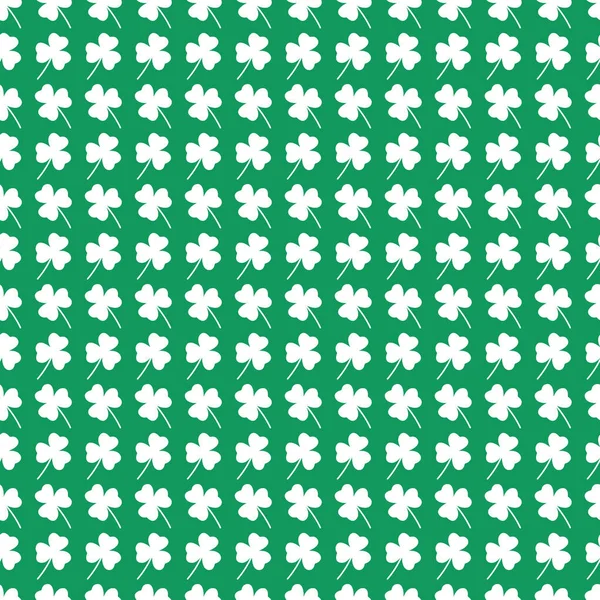 Patricks Day Zielony Wzór Białym Shamrock Liści Sylwetki Płynne Tło — Wektor stockowy