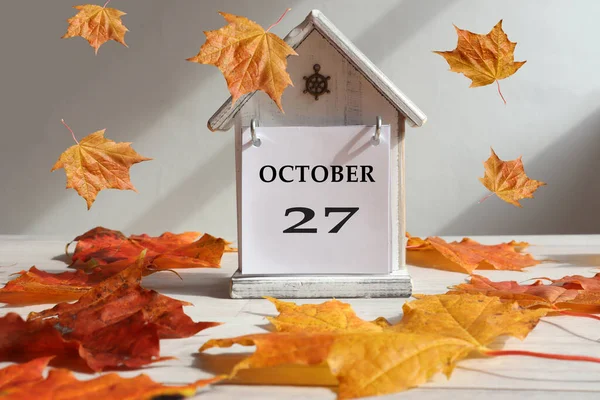 Kalender Voor Oktober Decoratief Huis Met Nummers Naam Van Maand — Stockfoto