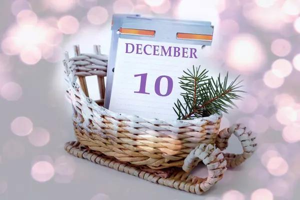 Calendário Para Dia Dezembro Folhas Calendário Com Nome Mês Número — Fotografia de Stock