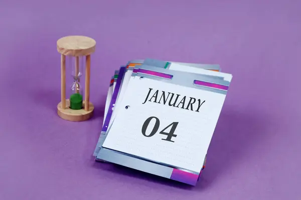 Calendar January Loose Leaf Calendar Name Month English Numbers Hourglass — Foto de Stock