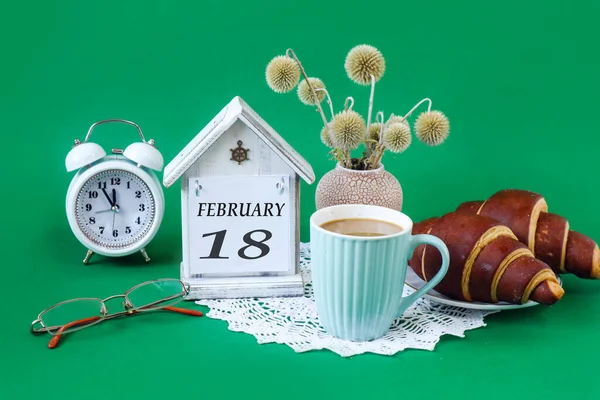 Kalender Voor Februari Een Decoratief Huis Met Naam Van Maand — Stockfoto