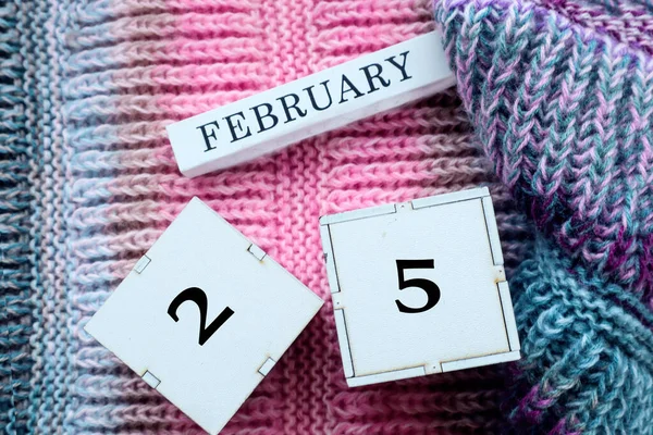 Calendar February Cubes Numbers Name Month February English Multi Colored — Stock Photo, Image