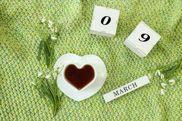 Calendario Para Marzo Cubos Con Los Números Nombre Marzo Inglés — Foto de Stock