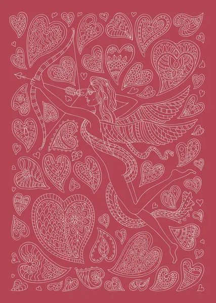 Вектор День Святого Валентина Вітальна Листівка Безшовний Візерунок Прикрашені Серця — стоковий вектор