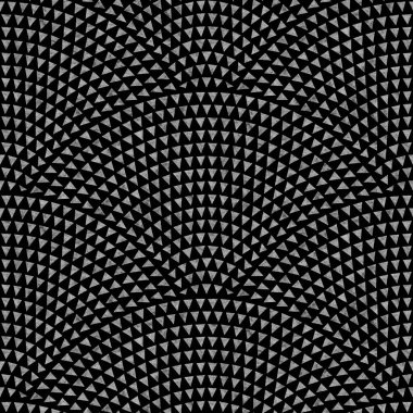 Balık ölçekli vektörsüz desen. Küçük gri suluboya, siyah arka planda üçgen şekilli elementler. Tavuskuşu kuyruğu süsü, fan şeklinde iz.