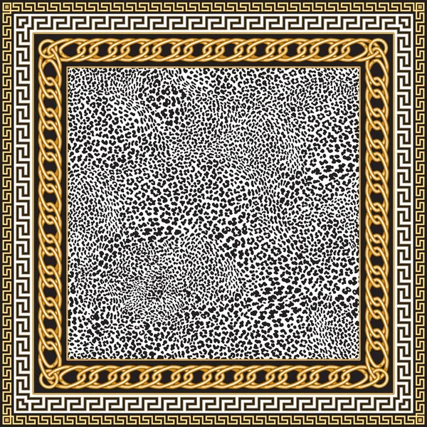 Vector Teppich Print Auf Einem Beigen Leopardenmuster Hintergrund Modische Gold — Stockvektor