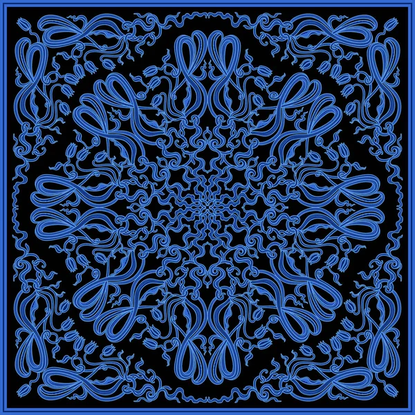 Rotoli Art Nouveau Con Fiori Tulipano Fregio Bordo Floreale Blu — Foto Stock