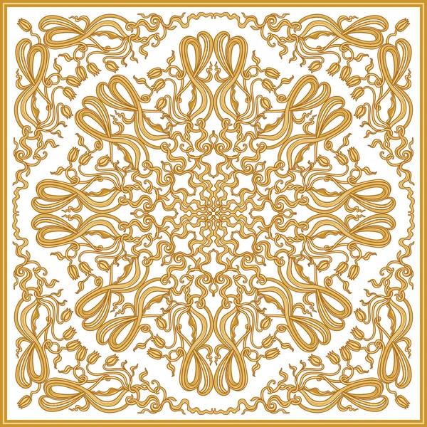 Art Nouveau Golden Scrolls Lily Flowers Gold Floral Border Frieze — Stock vektor