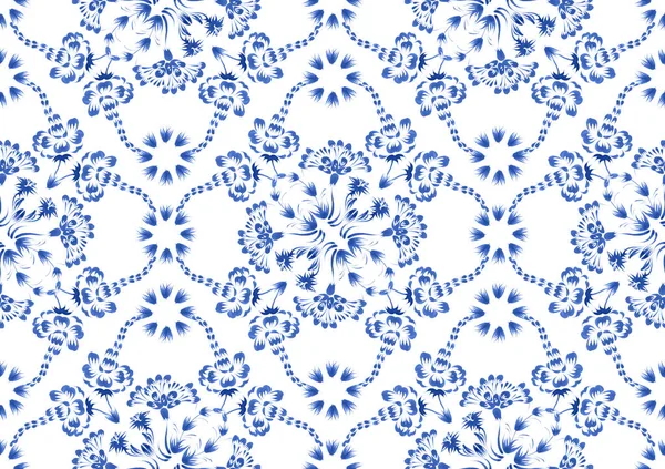 Ukrainian Folk Painting Style Petrykivka Floral Watercolor Seamless Pattern Light — Stockfoto