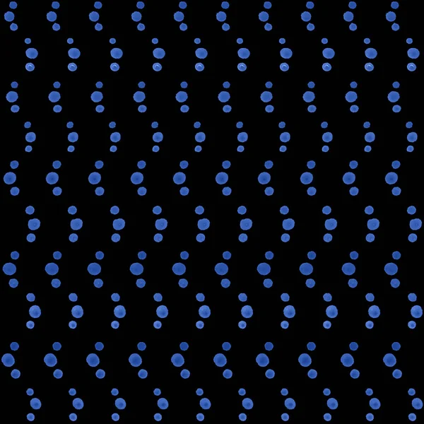 Geometrical wavy seamless pattern from hand painted textured blue brush strokes on a black background