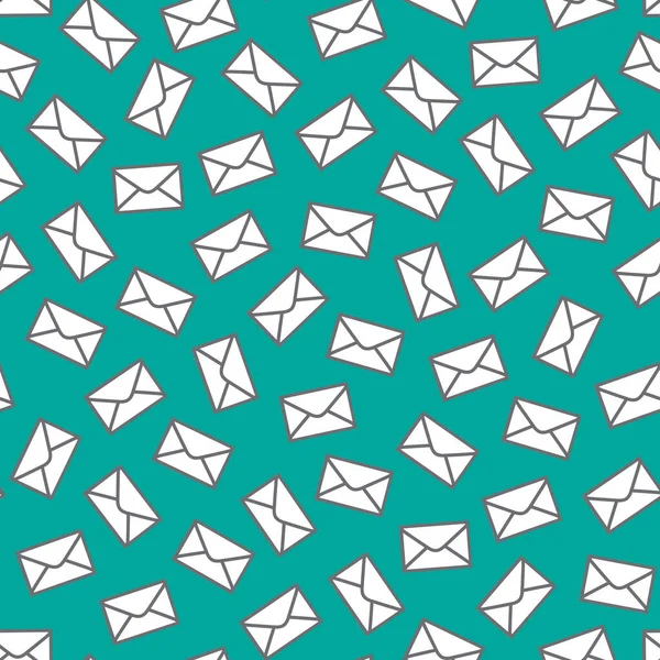 Vector Seamless Pattern White Postal Envelopes Turquoise Background Remote Communication — Archivo Imágenes Vectoriales