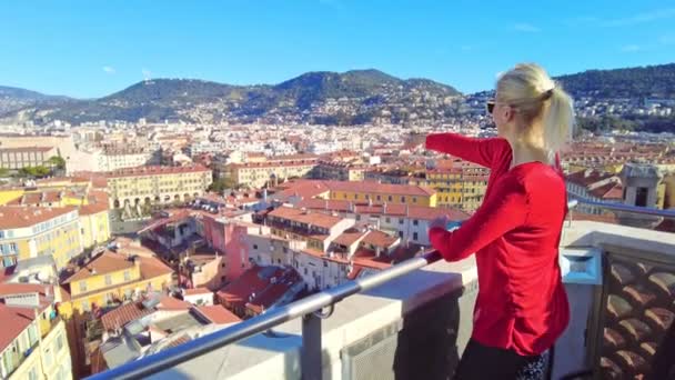 Flicka av Nice från panorama klocktorn — Stockvideo