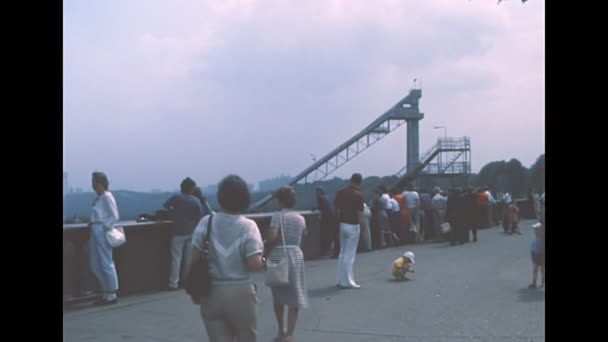Vorobyovy Gory panorama över Moskva i 1980-talet — Stockvideo