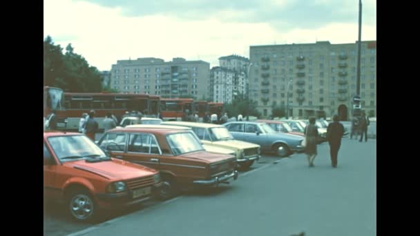 Moskva centrum parkering i 1980-talet — Stockvideo