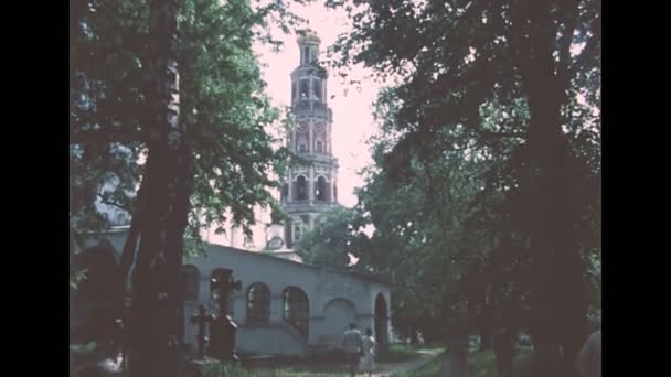 1980 'lerde Moskova Novodevichy Manastırı — Stok video