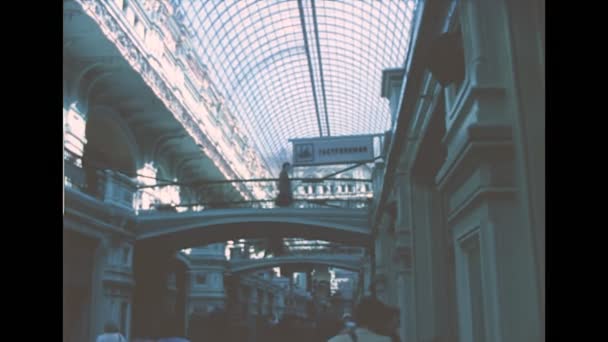 GUM in Red Square of Moscow in 1980s — Stock Video