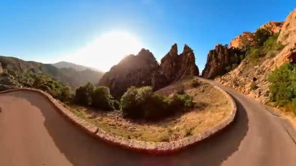 Aerial Hyper Lapse View Red Car Road D81 Route Piana — Wideo stockowe