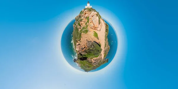 Tiny Planet Aerial 360 Panoramic View Sanguinaires Islands Corsica France — Photo