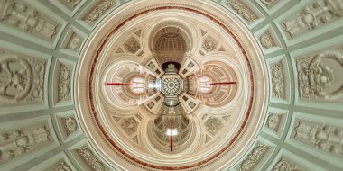 Ajaccio, Corsica, France - June 2022: top 360 view of Imperial Chapel interior or Palatine Chapel of Ajaccio capital city of Corsica. Members of the imperial family Buonaparte are buried inside.