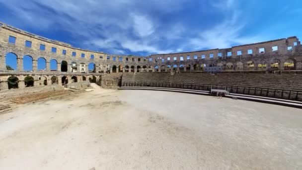 Pula Istrien Kroatien Augusti 2022 Amfiteater Eller Colosseum Pula Välbevarad — Stockvideo