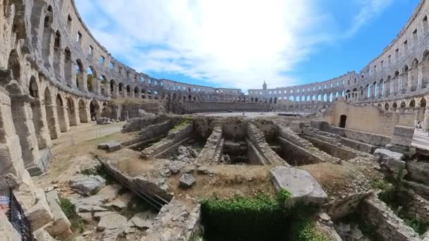 Anfiteatro Pula Coliseu Pula Anfiteatro Romano Bem Preservado Localizado Pula — Vídeo de Stock