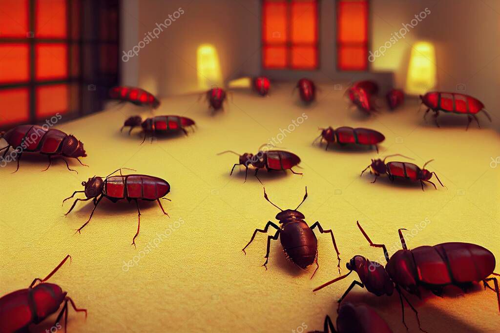 Hay muchas cucarachas en la casa. Una cucaracha germánica y una blatta