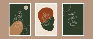 Vektör botanik duvar sanatı dünya tonunu belirledi.
