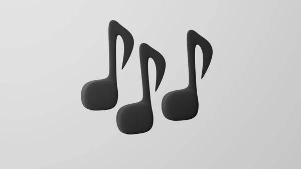 Minimalizm Çoklu Müzik Notaları, Notalar emojisi, müzik sembolü. Beyaz arka planda. 3d hazırlayıcı